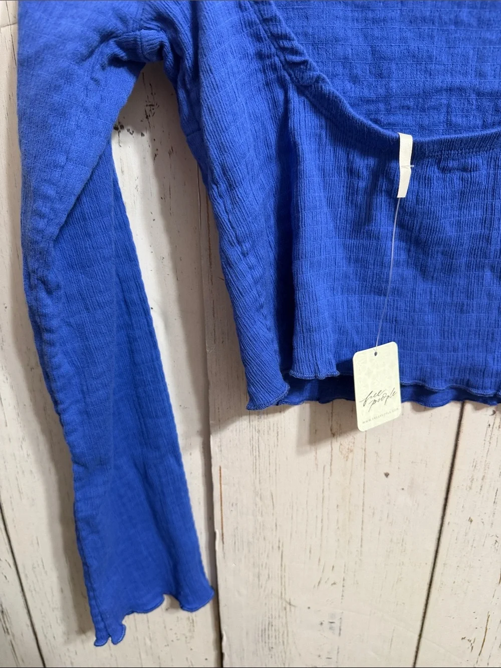 NWT Free People Low Back Baja Blue Long Sleevr